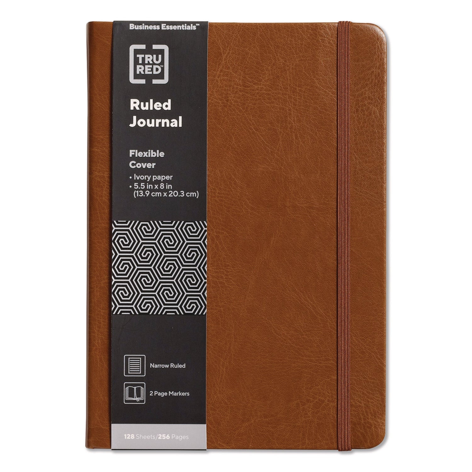 tru-red-flexible-cover-business-journal-elastic-closure-1-subject-narrow-rule-cognac-cover-128-8-x-5-5-sheets-tudtr61952_1